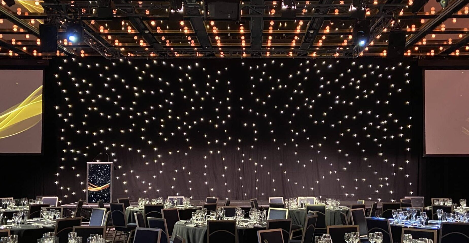 Black Wool Star Drapes_dry hire stock